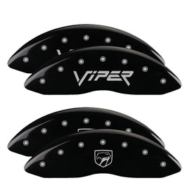 MGP Caliper Covers 12203SSNPBK Set of 4: Black finish, Silver Viper / Snake (Gen 2)