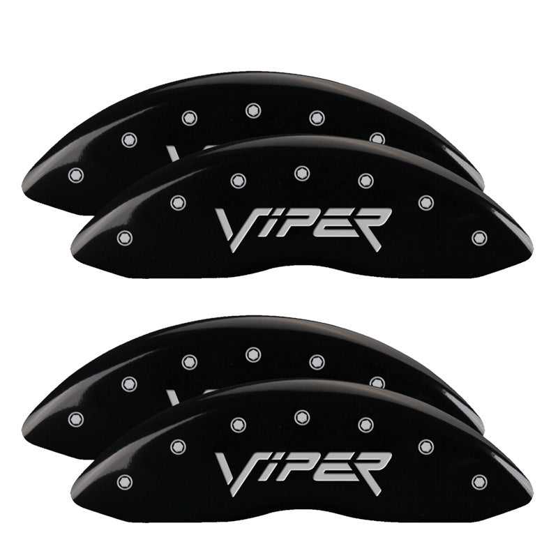 MGP Caliper Covers 12203SVIPBK Set of 4: Black finish, Silver Viper (Gen 2)
