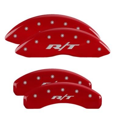 MGP Caliper Covers 12204SRT1RD Set of 4: Red finish, Silver RT1 (Truck)