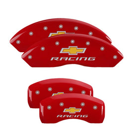 MGP Caliper Covers 13007SBRCRD Set of 4: Red finish, Silver Chevy Racing
