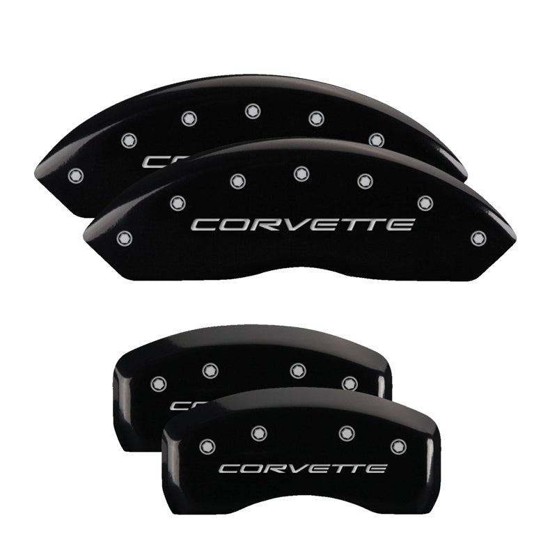MGP Caliper Covers 13007SCV5BK Set of 4: Black finish, Silver Corvette (C5)