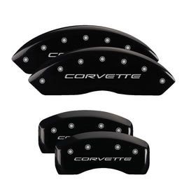 MGP Caliper Covers 13007SCV5BK Set of 4: Black finish, Silver Corvette (C5)
