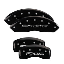 Load image into Gallery viewer, MGP Caliper Covers 13007SCZ5BK Set of 4: Black finish, Silver Corvette / Z06 (C5)