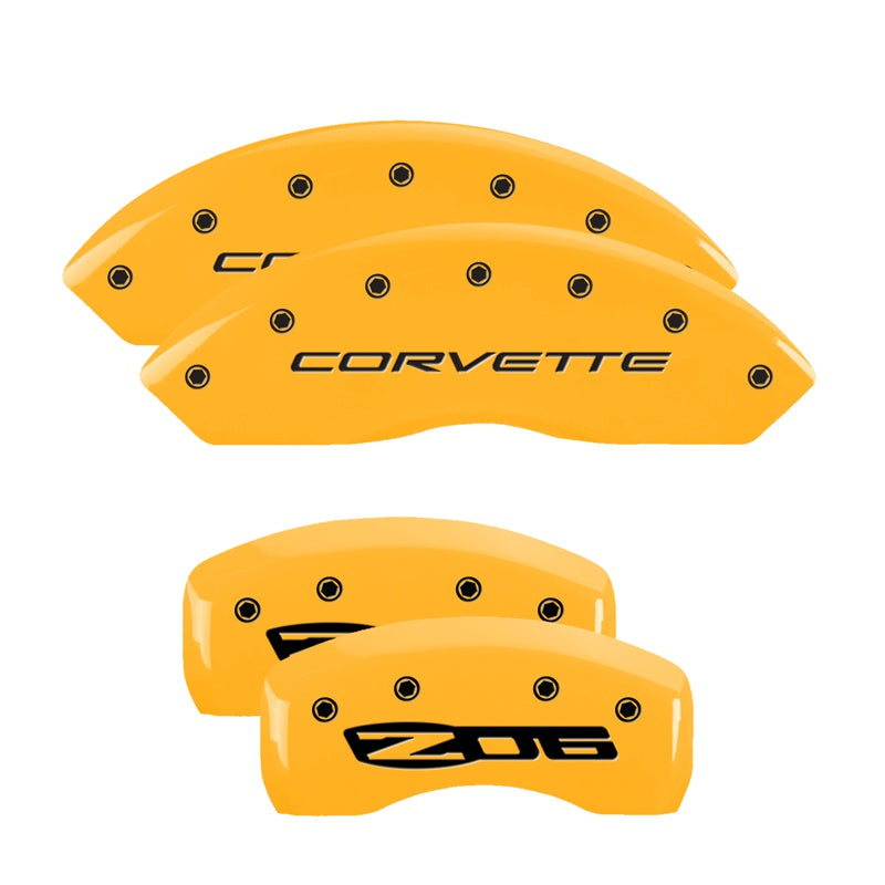 MGP Caliper Covers 13007SCZ5YL Set of 4: Yellow finish, Black Corvette / Z06 (C5)