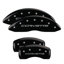 Load image into Gallery viewer, MGP Caliper Covers 13008SCV6BK Set of 4: Black finish, Silver Corvette (C6)