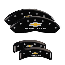MGP Caliper Covers 13013SBRCBK Set of 4: Black finish, Silver Chevy Racing