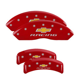 MGP Caliper Covers 13013SBRCRD Set of 4: Red finish, Silver Chevy Racing
