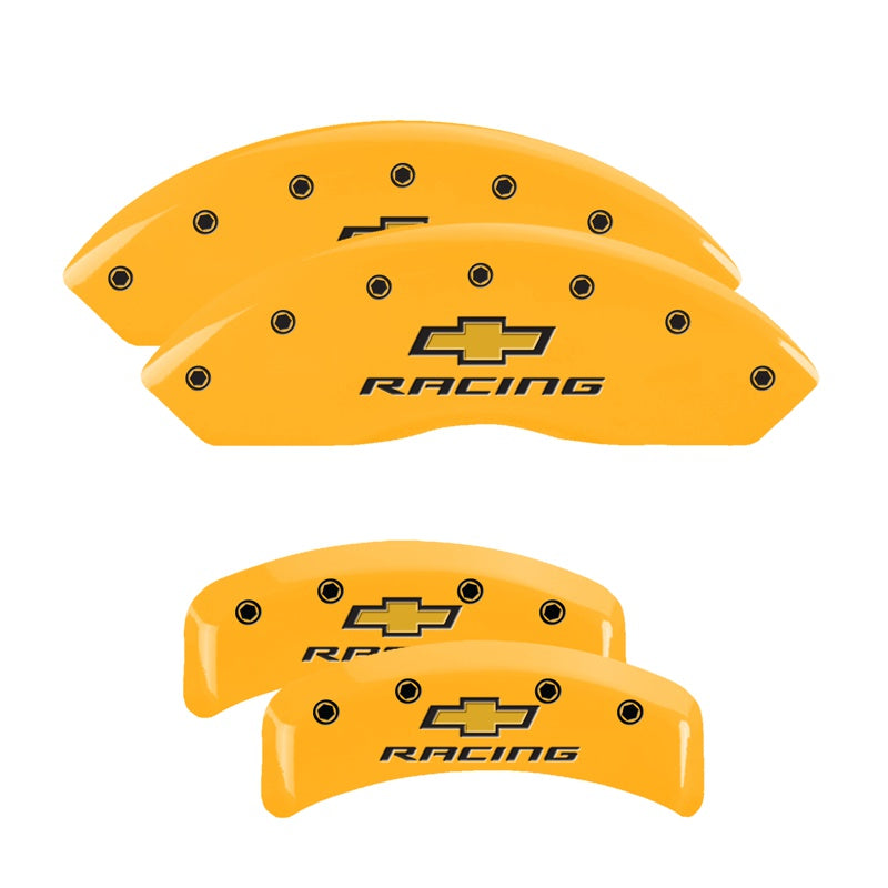 MGP Caliper Covers 13013SBRCYL Set of 4: Yellow finish, Black Chevy Racing