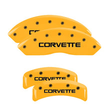 Load image into Gallery viewer, MGP Caliper Covers 13013SCV4YL Set of 4: Yellow finish, Black Corvette (C4)