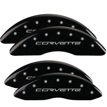 Load image into Gallery viewer, MGP Caliper Covers 13083SCV6BK Set of 4: Black finish, Silver Corvette (C6)