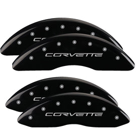 MGP Caliper Covers 13083SCV6BK Set of 4: Black finish, Silver Corvette (C6)