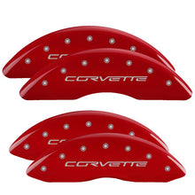 Load image into Gallery viewer, MGP Caliper Covers 13083SCV6RD Set of 4: Red finish, Silver Corvette (C6)