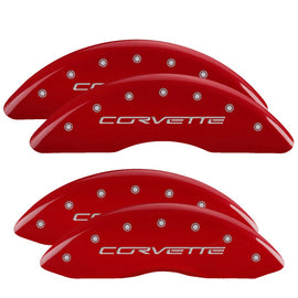 MGP Caliper Covers 13083SCV6RD Set of 4: Red finish, Silver Corvette (C6)
