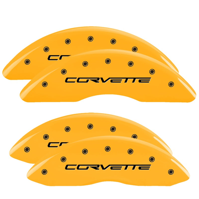 MGP Caliper Covers 13083SCV6YL Set of 4: Yellow finish, Black Corvette (C6)
