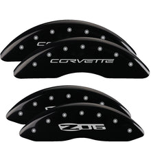 Load image into Gallery viewer, MGP Caliper Covers 13083SCZ6BK Set of 4: Black finish, Silver Corvette / Z06 (C6)