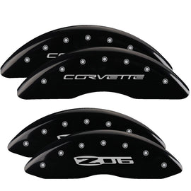 MGP Caliper Covers 13083SCZ6BK Set of 4: Black finish, Silver Corvette / Z06 (C6)