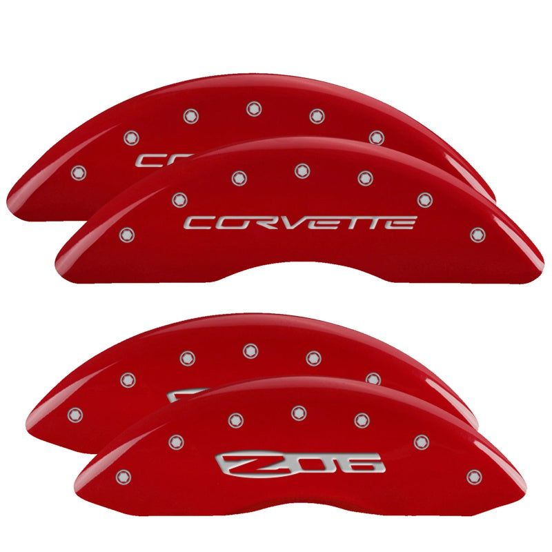MGP Caliper Covers 13083SCZ6RD Set of 4: Red finish, Silver Corvette / Z06 (C6)