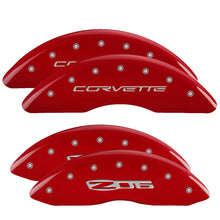Load image into Gallery viewer, MGP Caliper Covers 13083SCZ6RD Set of 4: Red finish, Silver Corvette / Z06 (C6)