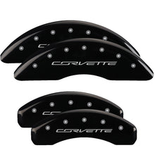 Load image into Gallery viewer, MGP Caliper Covers 13084SCV7BK Set of 4: Black finish, Silver Corvette (C7)