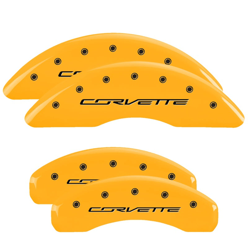 MGP Caliper Covers 13084SCV7YL Set of 4: Yellow finish, Black Corvette (C7)