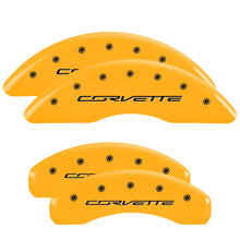 Load image into Gallery viewer, MGP Caliper Covers 13084SCV7YL Set of 4: Yellow finish, Black Corvette (C7)