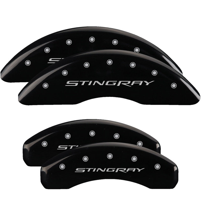 MGP Caliper Covers 13084SSTYBK Set of 4: Black finish, Silver Stingray