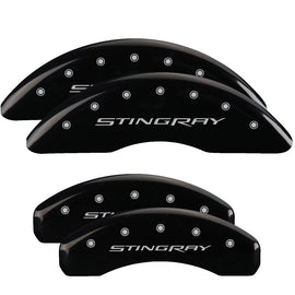 MGP Caliper Covers 13084SSTYBK Set of 4: Black finish, Silver Stingray