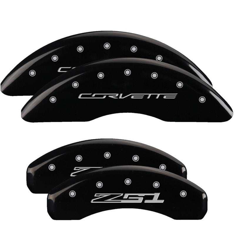 MGP Caliper Covers 13084SZ51BK Set of 4: Black finish, Silver Corvette / Z51 (C7)
