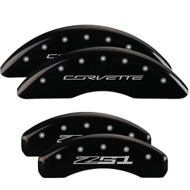 MGP Caliper Covers 13084SZ51BK Set of 4: Black finish, Silver Corvette / Z51 (C7)