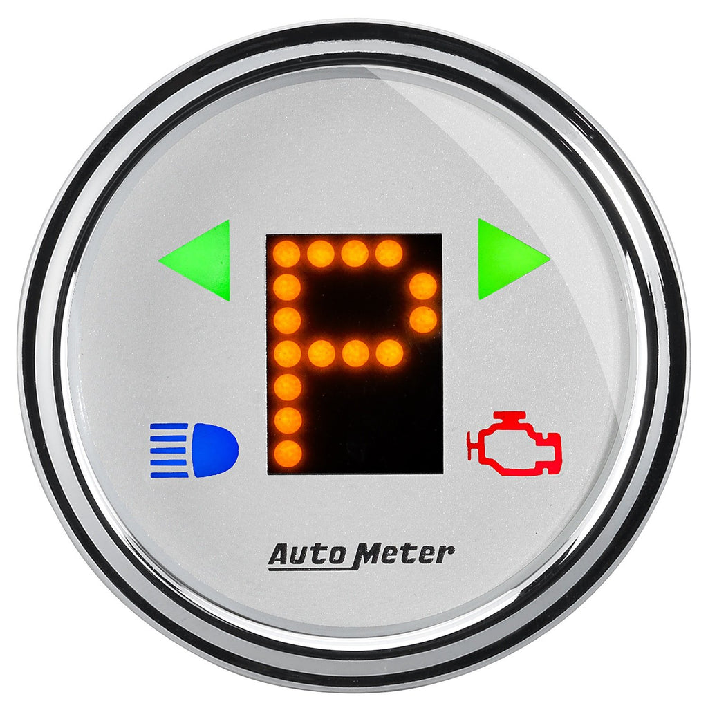 AutoMeter 1360 GAUGE, GEAR POS, 2 1/16" , INCL INDICATORS, WHITE DIAL, DOME LENS, CHROME BEZEL