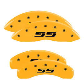 MGP Caliper Covers 14002SSS3YL Set of 4: Yellow finish, Black SS (Silverado)