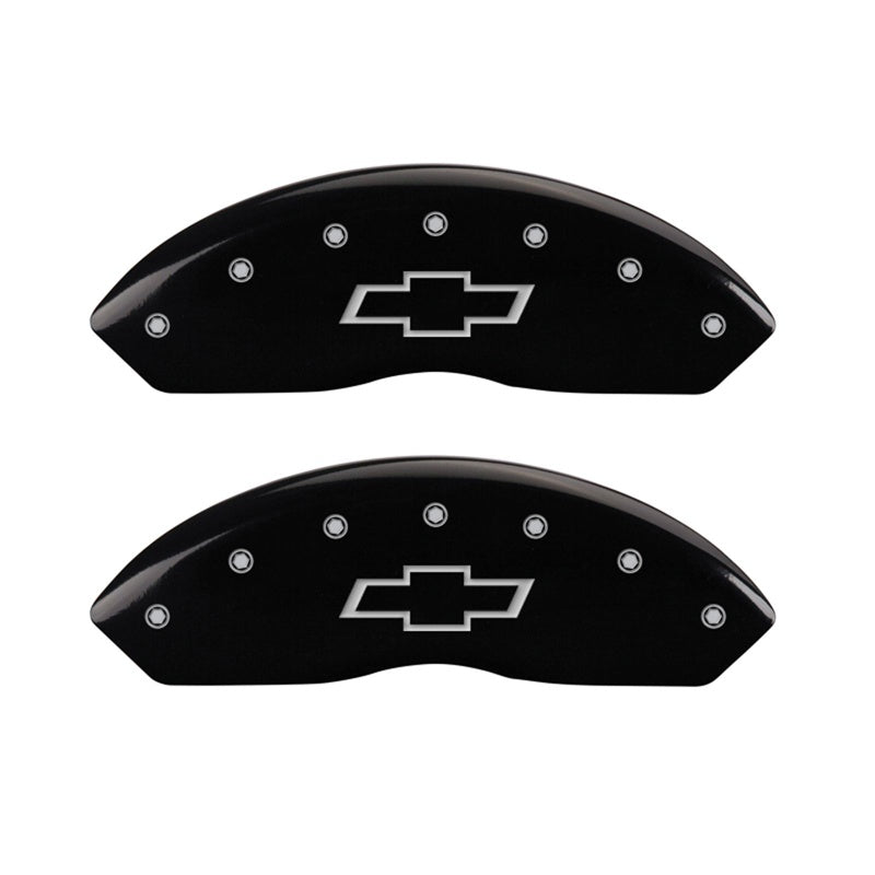 MGP Caliper Covers 14003FBOWBK Front Set of 2: Black finish, Silver Bowtie