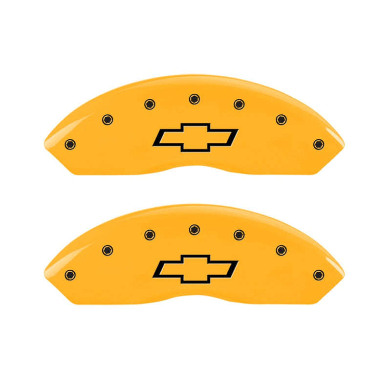 MGP Caliper Covers 14003FBOWYL Front Set of 2: Yellow finish, Black Bowtie