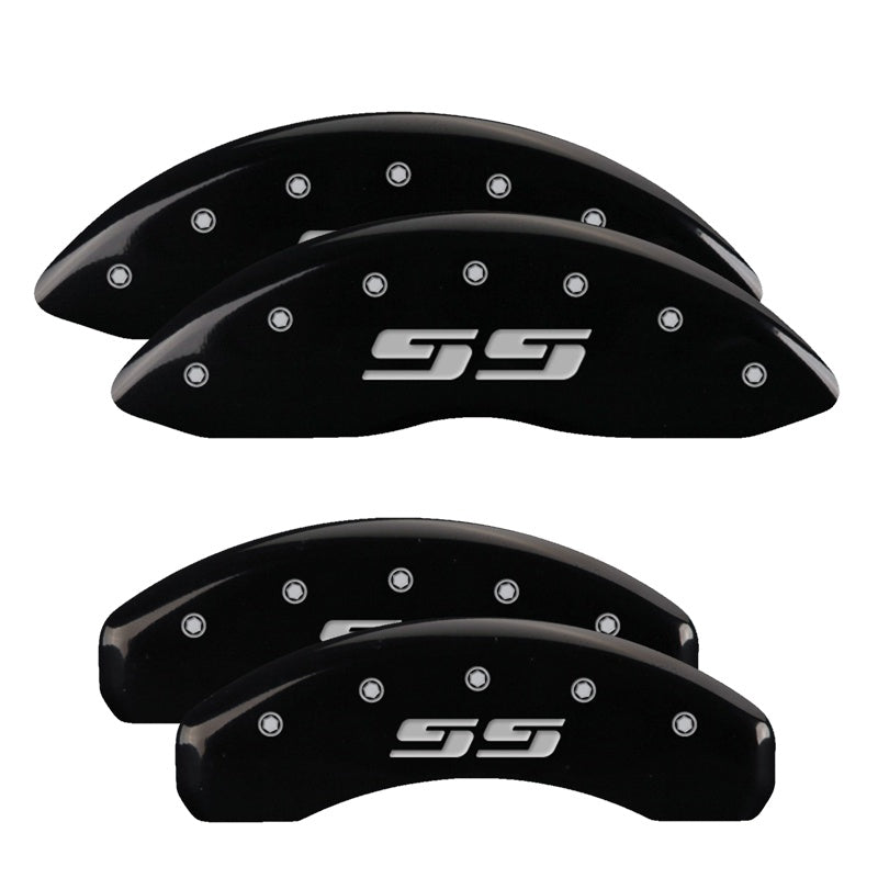 MGP Caliper Covers 14004SSS3BK Set of 4: Black finish, Silver SS (Silverado)