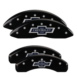 MGP Caliper Covers 14005SBANBK Set of 4: Black finish, Silver 100 Anniversary Chevrolet