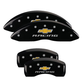 MGP Caliper Covers 14006SBRCBK Set of 4: Black finish, Silver Chevy Racing