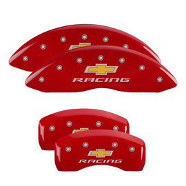 MGP Caliper Covers 14006SBRCRD Set of 4: Red finish, Silver Chevy Racing