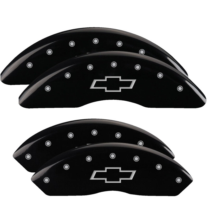 MGP Caliper Covers 14008SBOWBK Set of 4: Black finish, Silver Bowtie