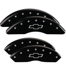 Load image into Gallery viewer, MGP Caliper Covers 14008SBOWBK Set of 4: Black finish, Silver Bowtie