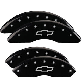 MGP Caliper Covers 14008SBOWBK Set of 4: Black finish, Silver Bowtie