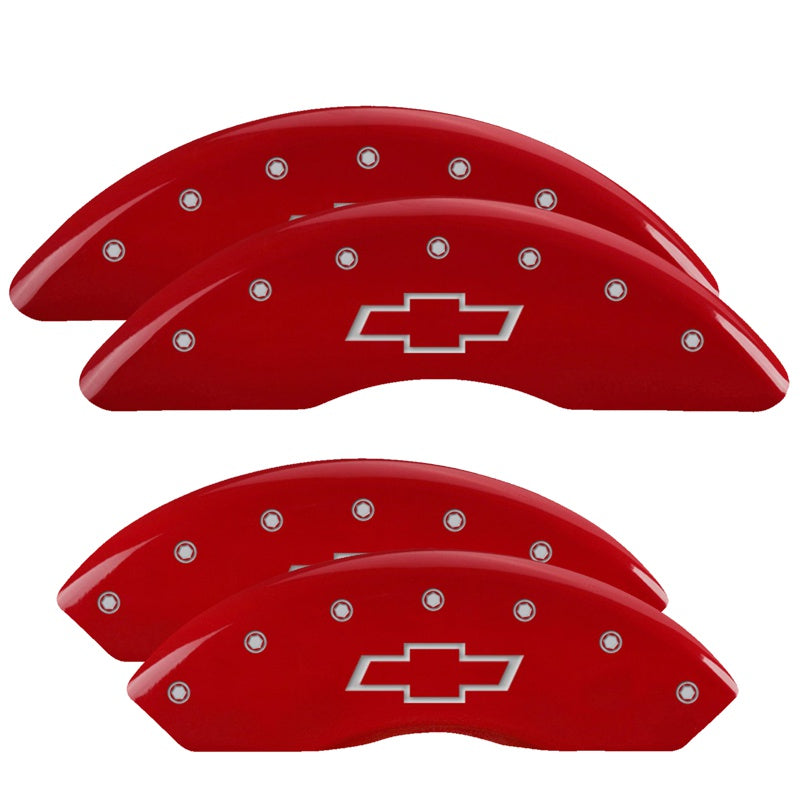 MGP Caliper Covers 14008SBOWRD Set of 4: Red finish, Silver Bowtie