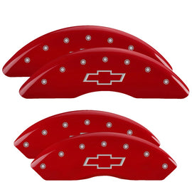 MGP Caliper Covers 14008SBOWRD Set of 4: Red finish, Silver Bowtie