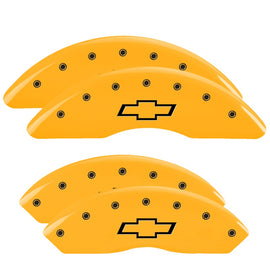 MGP Caliper Covers 14008SBOWYL Set of 4: Yellow finish, Black Bowtie