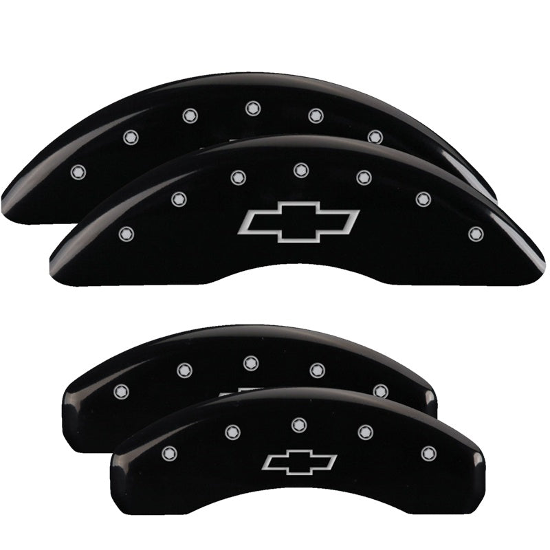 MGP Caliper Covers 14011SBOWBK Set of 4: Black finish, Silver Bowtie