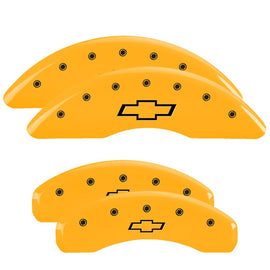 MGP Caliper Covers 14011SBOWYL Set of 4: Yellow finish, Black Bowtie