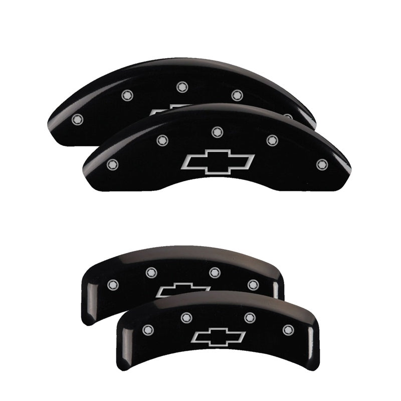 MGP Caliper Covers 14026SBOWBK Set of 4: Black finish, Silver Bowtie