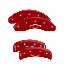 MGP Caliper Covers 14026SBOWRD Set of 4: Red finish, Silver Bowtie