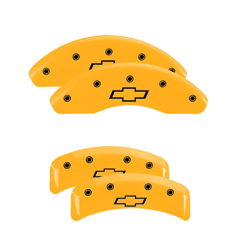 MGP Caliper Covers 14026SBOWYL Set of 4: Yellow finish, Black Bowtie