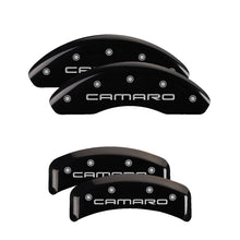 Load image into Gallery viewer, MGP Caliper Covers 14026SCA4BK Set of 4: Black finish, Silver Camaro (Gen 4)