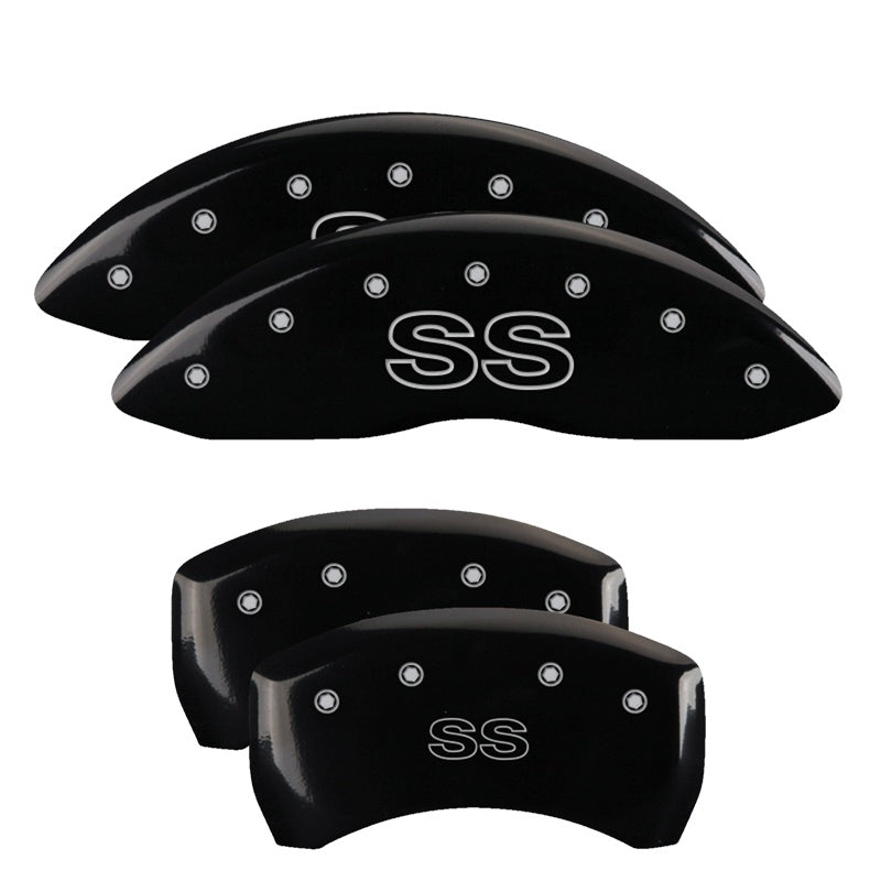 MGP Caliper Covers 14027SSSCBK Set of 4: Black finish, Silver SS (Classic)
